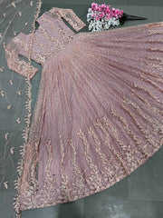 Precious Butterfly Net 3mm Sequence Light Pink Color Gown