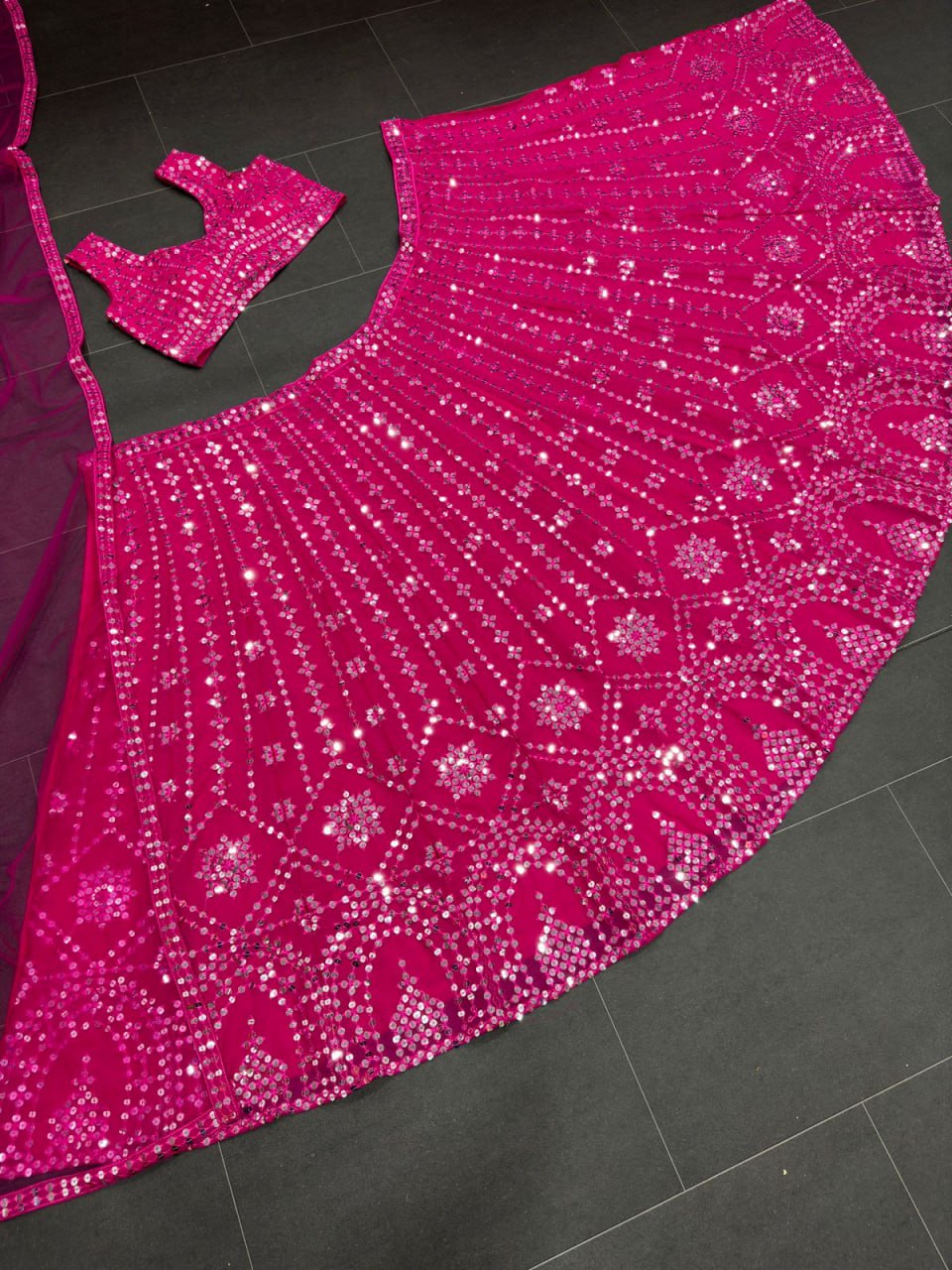 Trendy Dark Pink Color Sequence Lehenga Choli