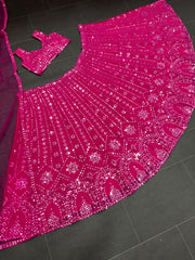 Trendy Dark Pink Color Sequence Lehenga Choli