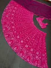 Trendy Dark Pink Color Sequence Lehenga Choli