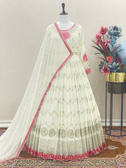Off White Color Sequence Work Flattering Gown