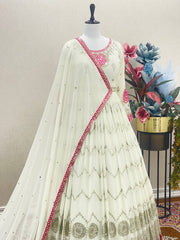 Off White Color Sequence Work Flattering Gown