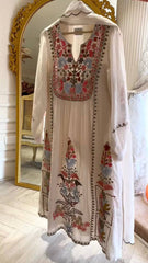 Summer White Color Embroidery Work Top With Palazzo Set