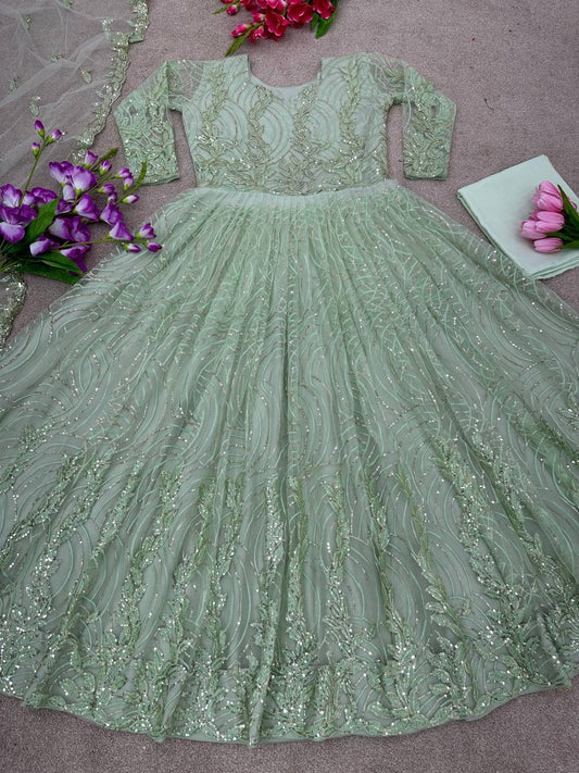 Precious Butterfly Net 3mm Sequence Pista Color Gown