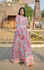 Luxuriant White Color Digital Printed Gown