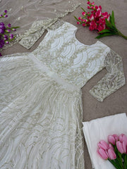 Precious Butterfly Net 3mm Sequence White Color Gown