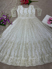 Precious Butterfly Net 3mm Sequence White Color Gown