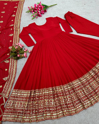 Bollywood Style Sequence Work Red Color Anarkali Gown