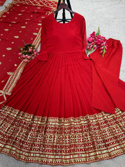 Bollywood Style Sequence Work Red Color Anarkali Gown
