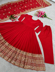Bollywood Style Sequence Work Red Color Anarkali Gown