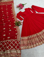 Bollywood Style Sequence Work Red Color Anarkali Gown