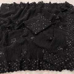 Fashionable Seqwance Work Black Color Saree