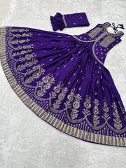 Presenting Embroidery Work Blue Color Lehenga Choli