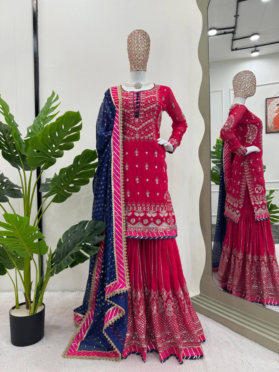 Awesome Awesome Sequence Pink Color Sharara Suit