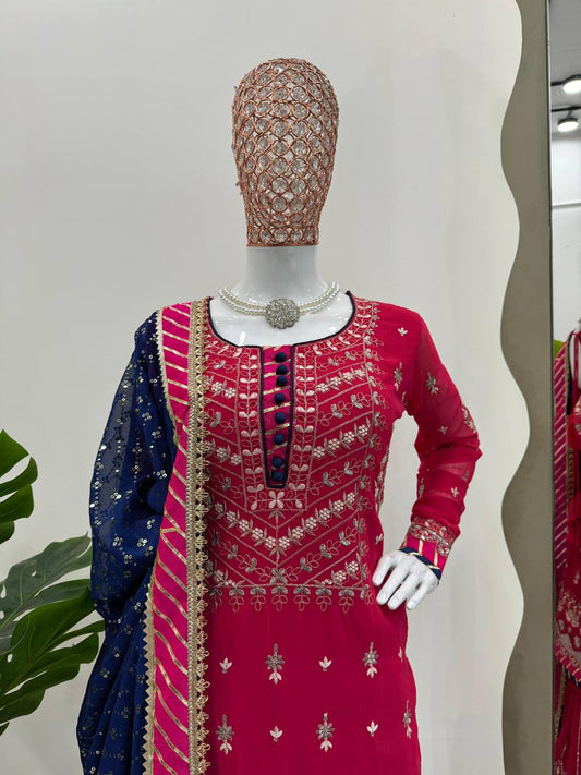 Awesome Awesome Sequence Pink Color Sharara Suit