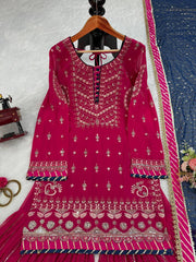 Awesome Awesome Sequence Pink Color Sharara Suit