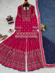 Awesome Awesome Sequence Pink Color Sharara Suit