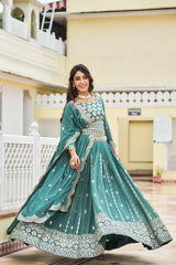 Unique Georgette Sequence Work Aqua Blue Color Lehenga Choli