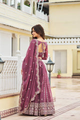 Unique Georgette Sequence Work Dusty Pink Color Lehenga Choli