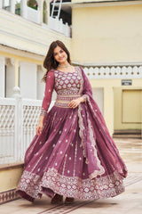 Unique Georgette Sequence Work Dusty Pink Color Lehenga Choli