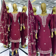 Function Wear Maroon Color Embroidery Sequence Work Salwar Suit