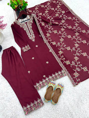 Function Wear Maroon Color Embroidery Sequence Work Salwar Suit