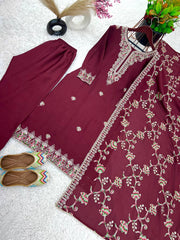 Function Wear Maroon Color Embroidery Sequence Work Salwar Suit