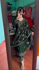 Function Wear Green Color Embroidery Sequence Work Salwar Suit