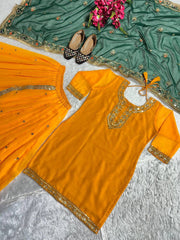 Punjabi Style Orange Color Georgette Sequence Work Lehenga With Top