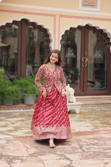 Captivating Georgette Sequence Work Maroon Color Top With Lehenga