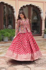 Captivating Georgette Sequence Work Maroon Color Top With Lehenga