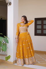 Amazing 7mm Sequence Work Orange Color Lehenga Choli