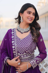 Classic Georgette Sequence Work Purple Color Lehenga Choli