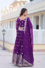 Classic Georgette Sequence Work Purple Color Lehenga Choli