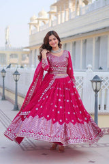 Classic Georgette Sequence Work Red Color Lehenga Choli