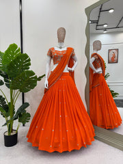 Awesome Georgette Orange Color Lehenga Choli