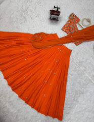 Awesome Georgette Orange Color Lehenga Choli