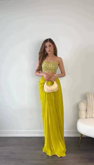 Stunning Chinon Lemon Color Lehenga Choli With Shrug