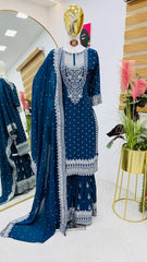 Awesome Embroidery Sequence Work Sky Blue Color Sharara Suit