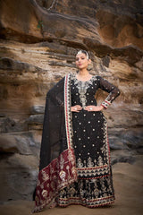 Marriage Special Heavy Sequence Work Black Color Sharara Suit