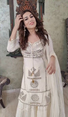 Superhit Georgette White Color Sharara Suit