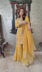 Superhit Georgette Yellow Color Sharara Suit