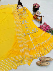 Superhit Georgette Yellow Color Sharara Suit