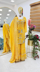 Superhit Georgette Yellow Color Sharara Suit