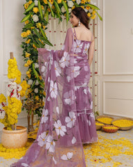 Wonderful Georgette Purple Color Lehenga Saree