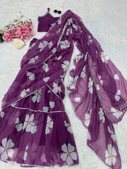 Wonderful Georgette Purple Color Lehenga Saree