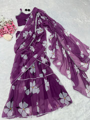 Wonderful Georgette Purple Color Lehenga Saree