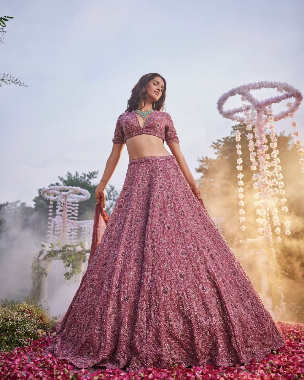 Occasion Wear Sequence Work Pink Color Lehenga Choli