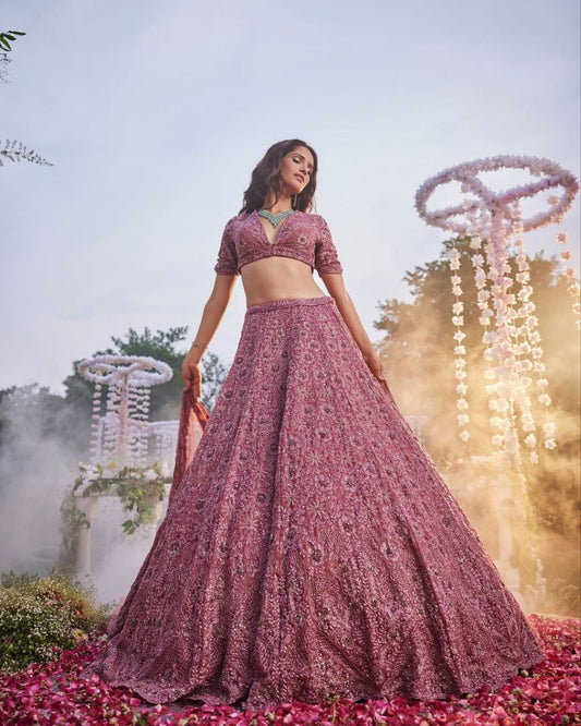 Occasion Wear Sequence Work Pink Color Lehenga Choli