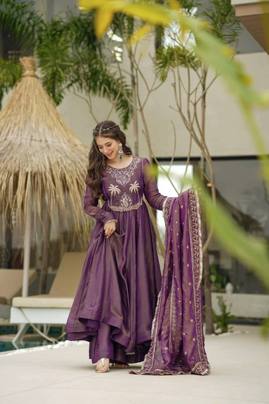 Traditional wear Sequence Work Lavender Color Gown